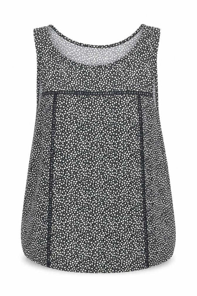 H&M Womens Black Floral Polyester Basic Tank Size S Boat Neck