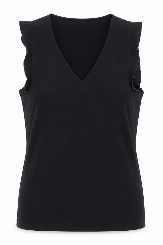 H&M Womens Black Polyester Basic Tank Size 6 V-Neck