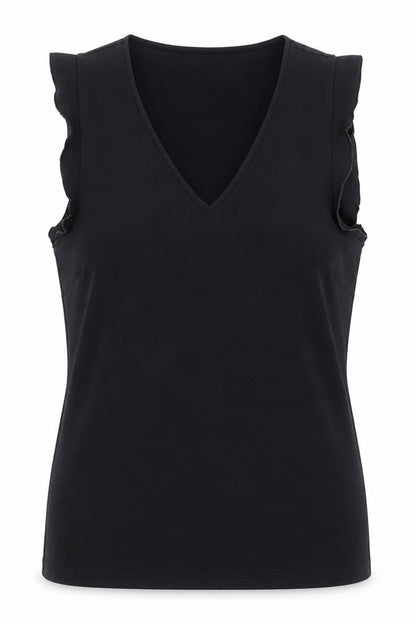 H&M Womens Black Polyester Basic Tank Size 6 V-Neck