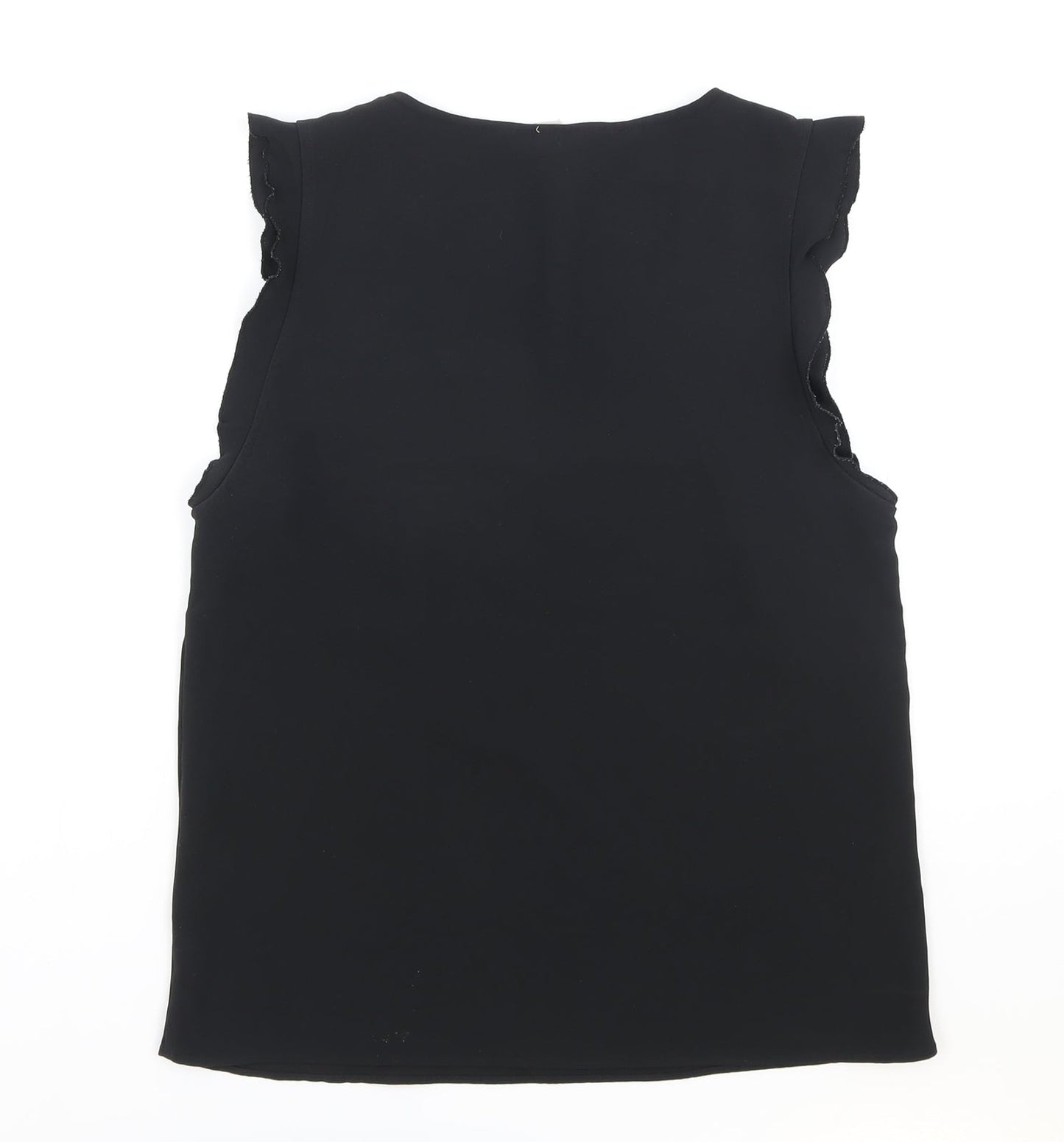 H&M Womens Black Polyester Basic Tank Size 6 V-Neck