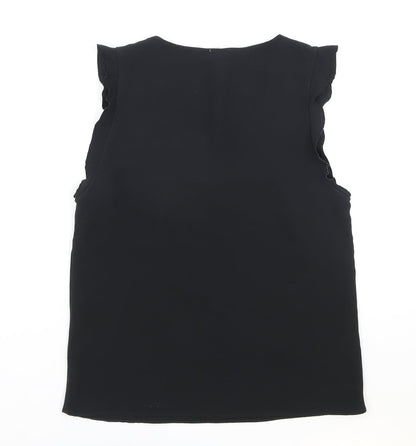 H&M Womens Black Polyester Basic Tank Size 6 V-Neck