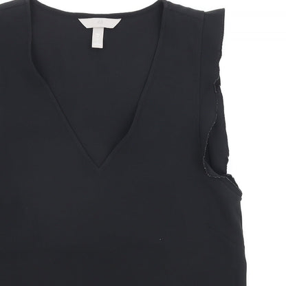 H&M Womens Black Polyester Basic Tank Size 6 V-Neck