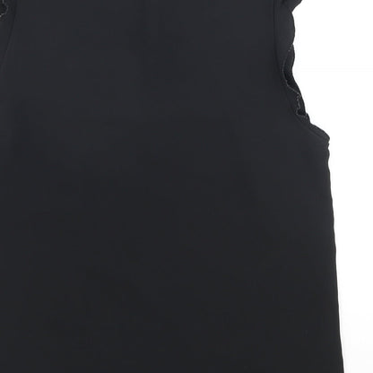 H&M Womens Black Polyester Basic Tank Size 6 V-Neck