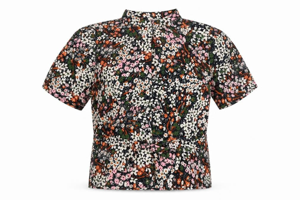 Preworn Womens Multicoloured Floral Viscose Basic Blouse Size 6 Round Neck