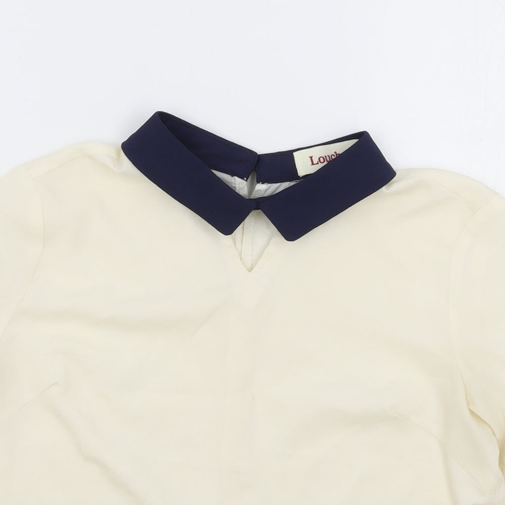 Louche Womens Ivory Polyester Basic Blouse Size 10 Collared
