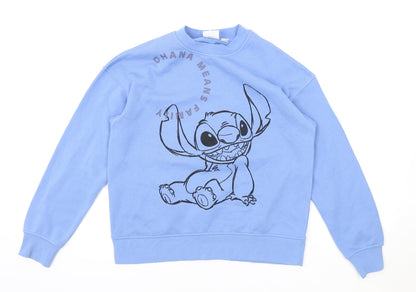 Preloved Disney Womens Blue Cotton Pullover Sweatshirt Size XS Pullover - Stitch - Front