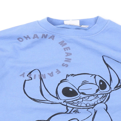 Preloved Disney Womens Blue Cotton Pullover Sweatshirt Size XS Pullover - Stitch - Detail