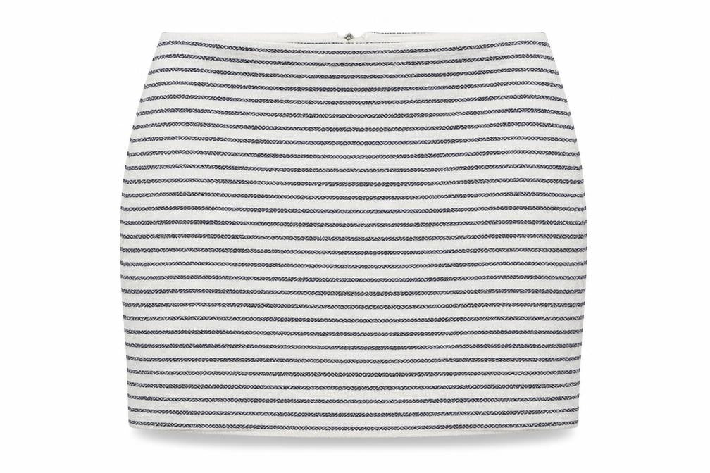 Gap Womens White Striped Cotton Bandage Skirt Size 6 Zip