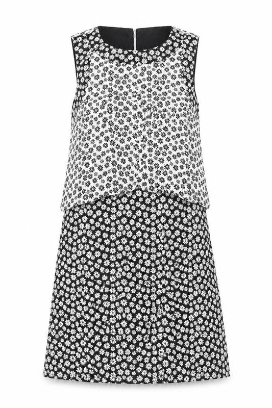 Miss Selfridge Womens Black Floral Polyester A-Line Size 8 Round Neck Zip