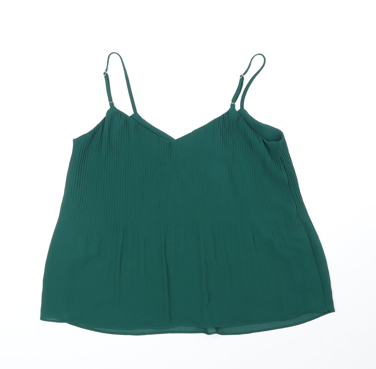 Stradivarius Womens Green Polyester Basic Tank Size S V-Neck