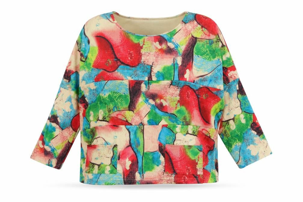 Bella Belle Womens Multicoloured Round Neck Geometric Polyester Pullover Jumper Size S