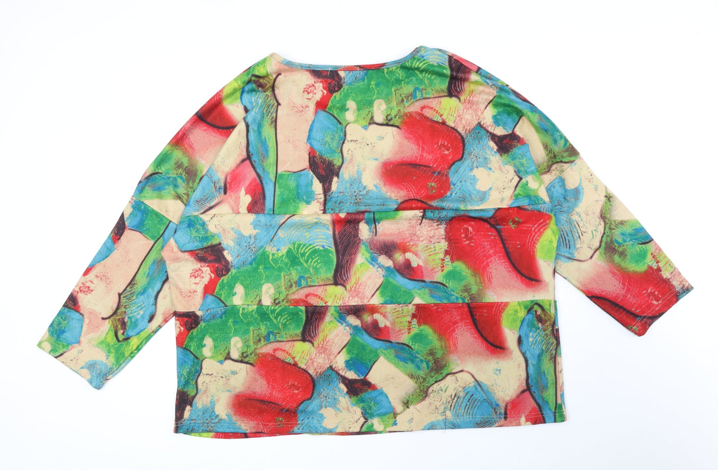 Bella Belle Womens Multicoloured Round Neck Geometric Polyester Pullover Jumper Size S