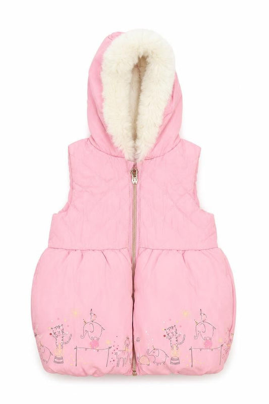 Authentic Girls Pink Puffer Jacket Jacket Size 9-12 Months Zip - Cute Animals Print
