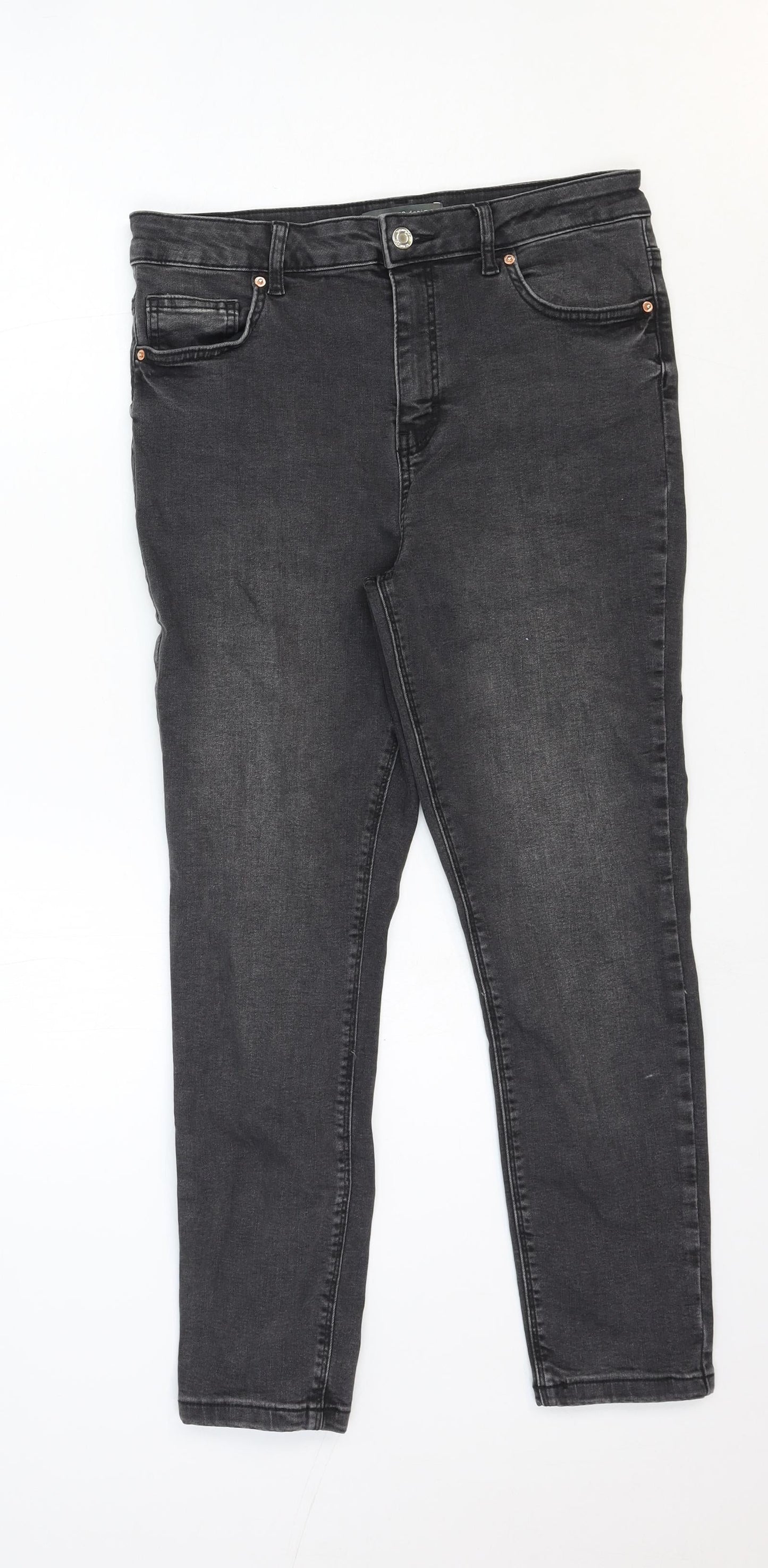 Denim & Co. Womens Grey Cotton Skinny Jeans Size 14 Regular Zip