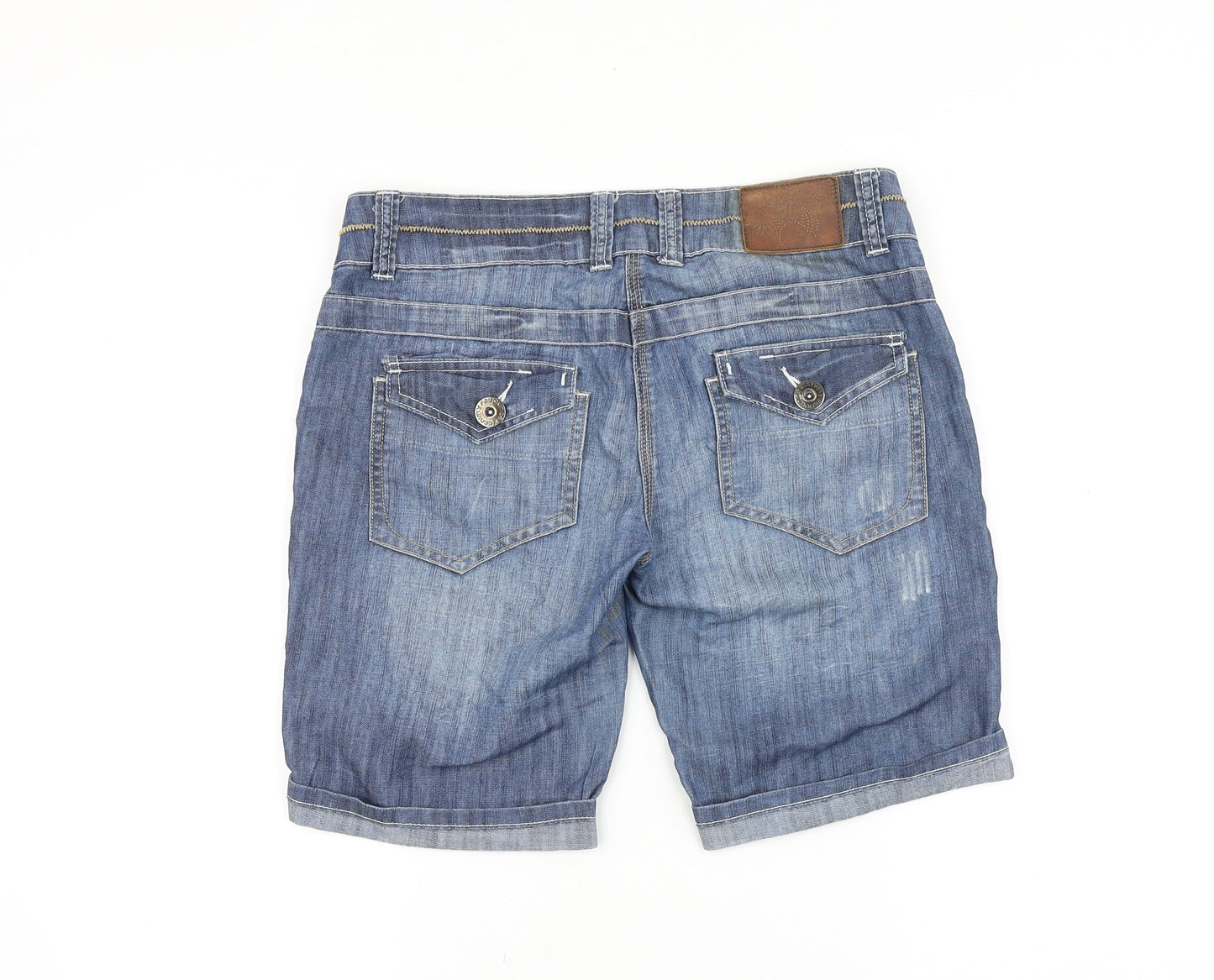 Clockhouse Womens Blue 100% Cotton Bermuda Shorts Size 32 in L9 in Regular Zip