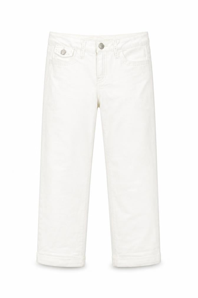 Gap Girls White 100% Cotton Straight Jeans Size 10-11 Years Regular Zip