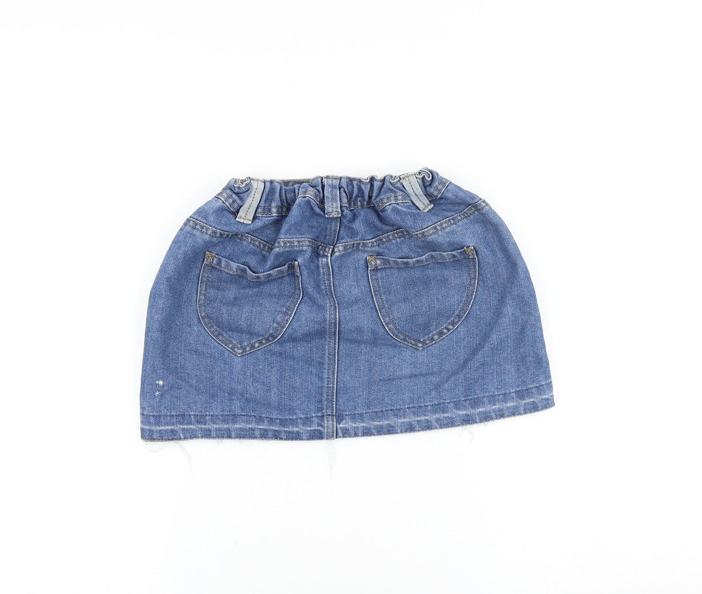 George Girls Blue 100% Cotton Mini Skirt Size 11-12 Years Regular Zip