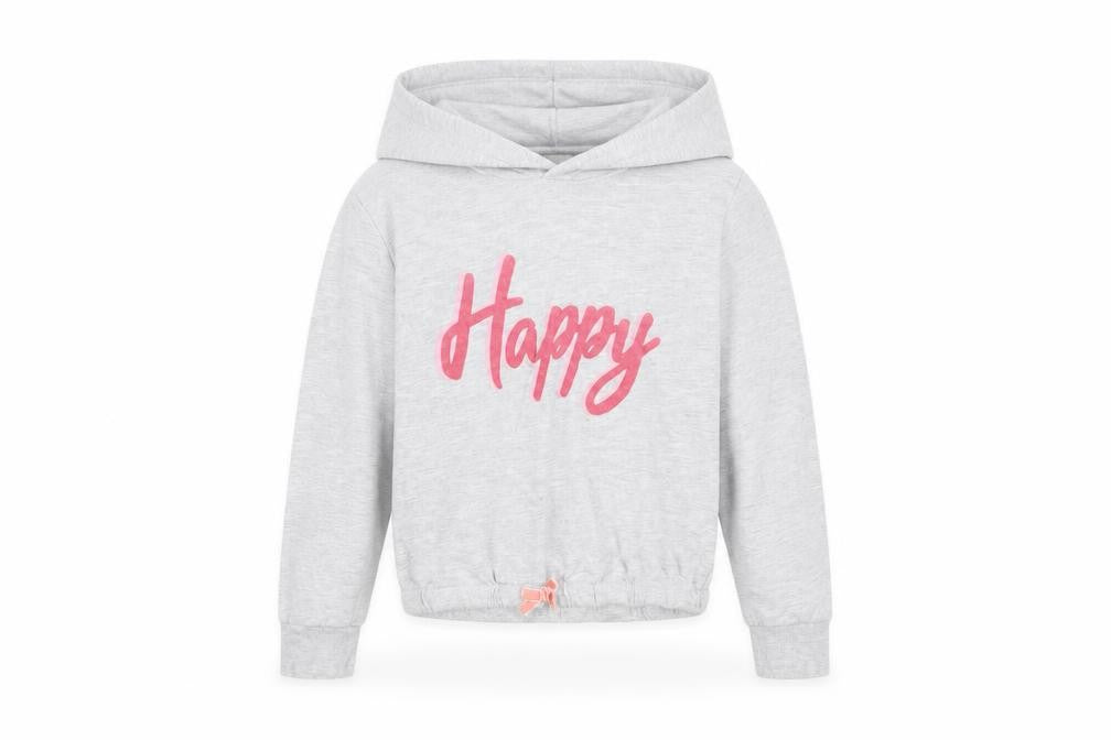 Lily & Dan Girls Grey 100% Cotton Pullover Hoodie Size 10-11 Years Pullover - Happy, Cropped
