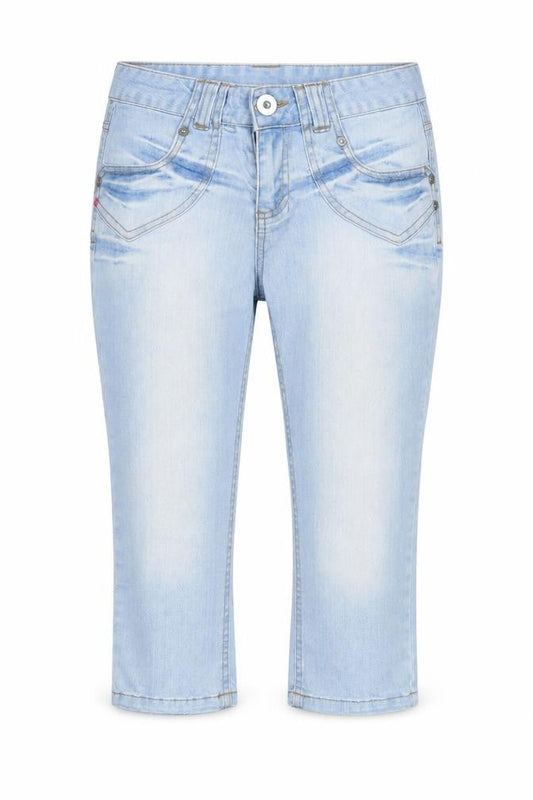 Miss Baron Womens Blue Cotton Cropped Jeans Size 8 Regular Zip