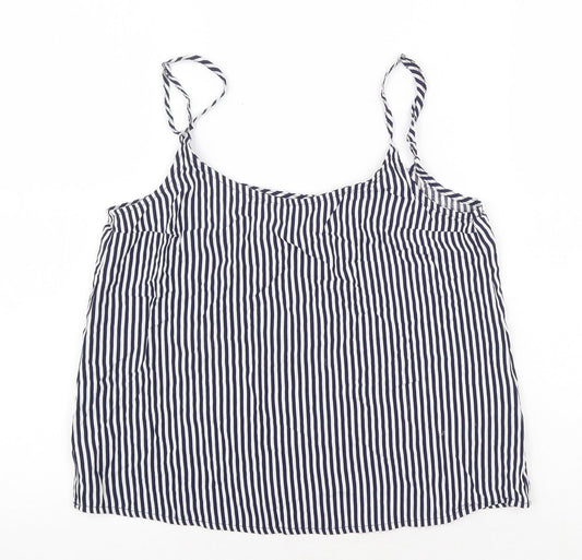 H&M Womens Blue Striped Viscose Camisole Tank Size 4 Scoop Neck