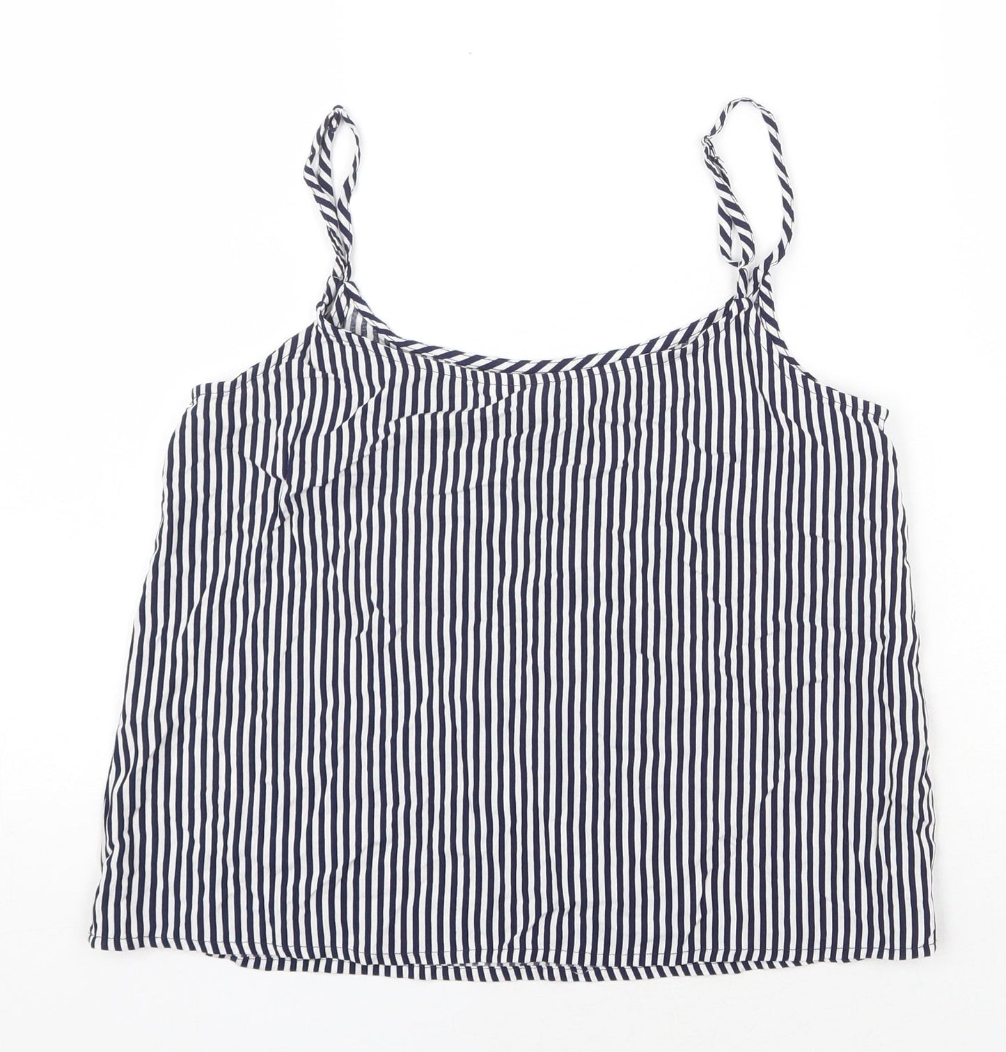 H&M Womens Blue Striped Viscose Camisole Tank Size 4 Scoop Neck