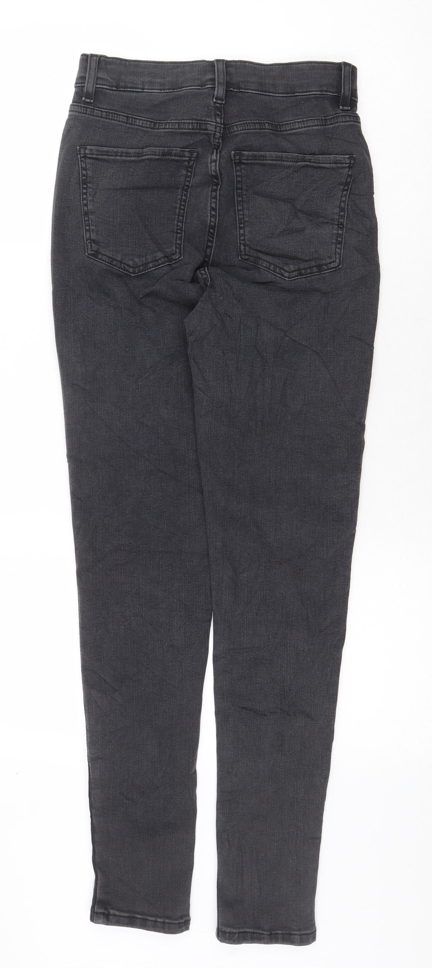 Marks and Spencer Womens Grey Cotton Skinny Jeans Size 8 Regular Zip