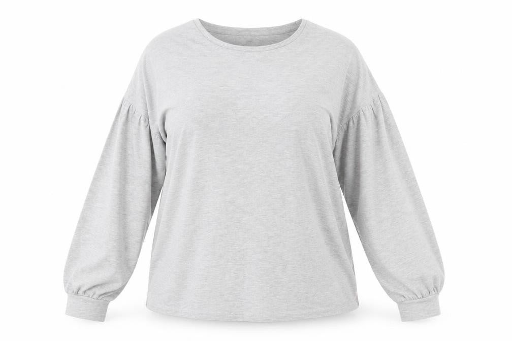TU Womens Grey Cotton Basic Blouse Size 14 Scoop Neck