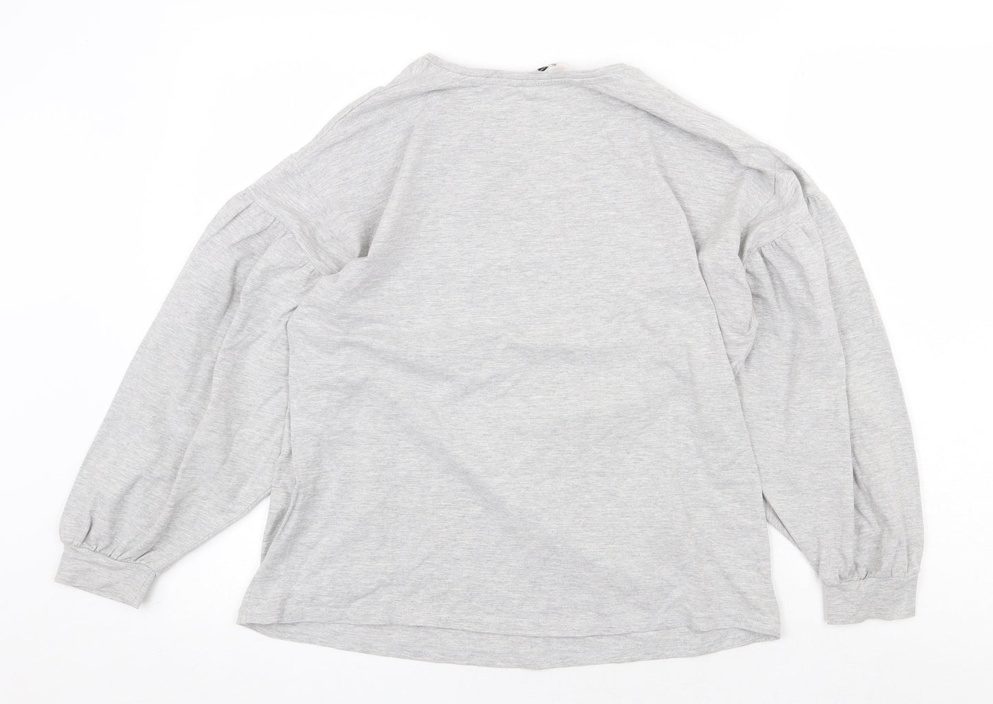 TU Womens Grey Cotton Basic Blouse Size 14 Scoop Neck