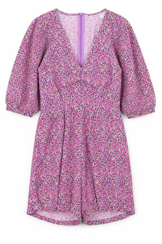 Zara Womens Pink Floral Polyester Playsuit One-Piece Size XS Zip