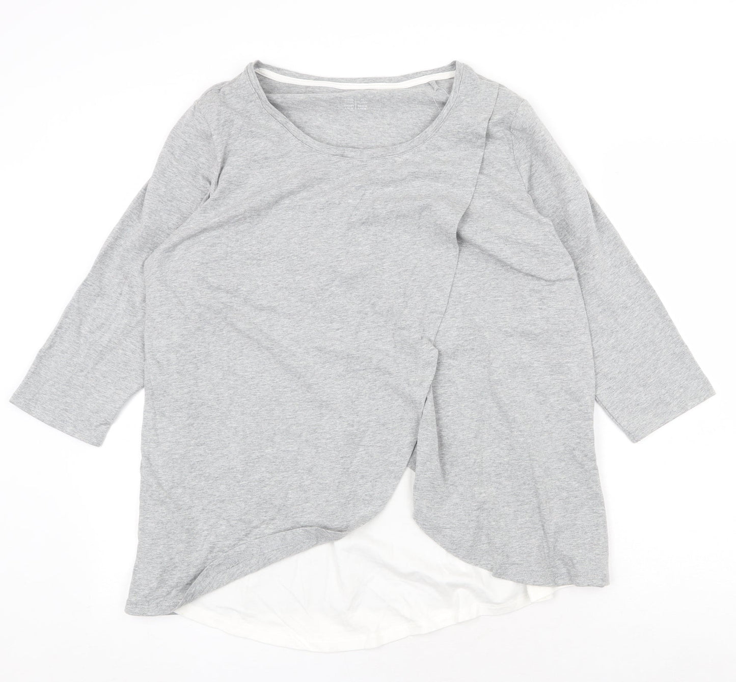 ESMARA Womens Grey Cotton Basic Blouse Size L Boat Neck