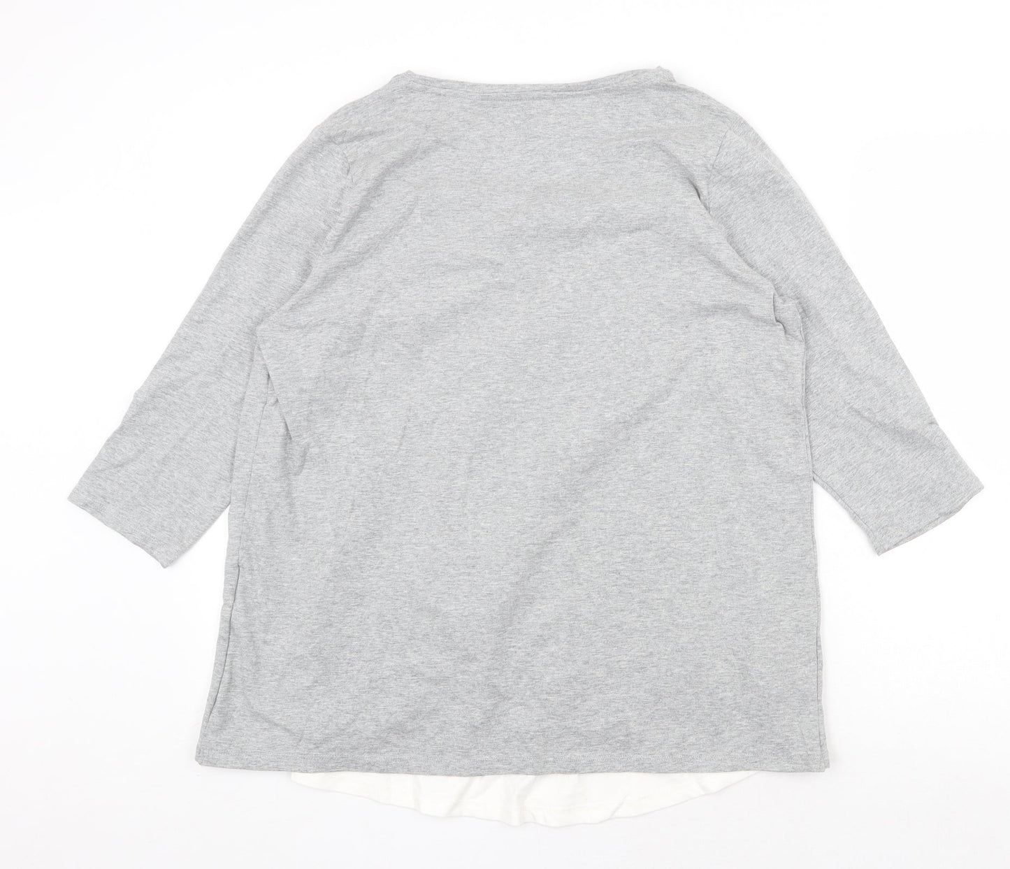 ESMARA Womens Grey Cotton Basic Blouse Size L Boat Neck