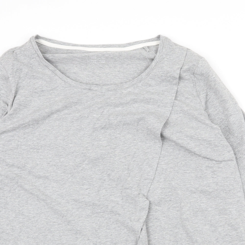 ESMARA Womens Grey Cotton Basic Blouse Size L Boat Neck