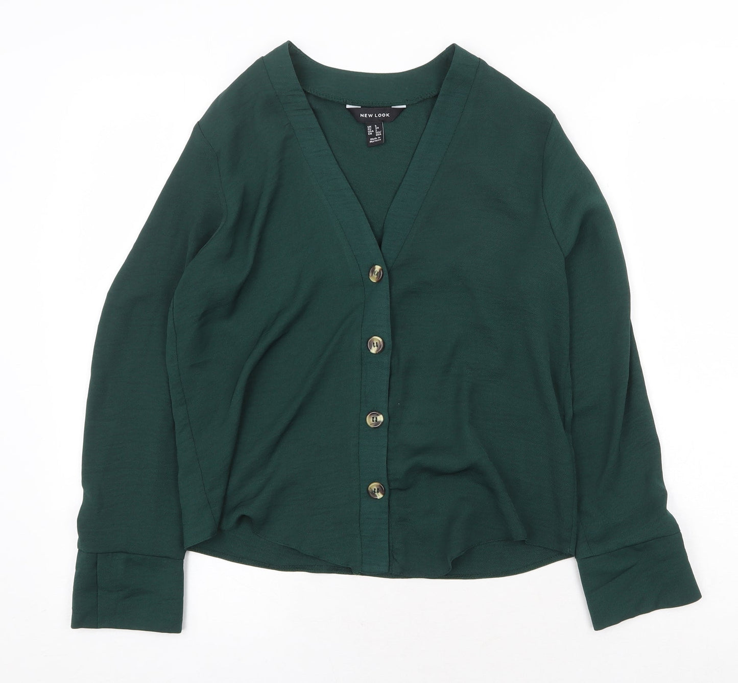 New Look Womens Green Polyester Basic Blouse Size 6 V-Neck
