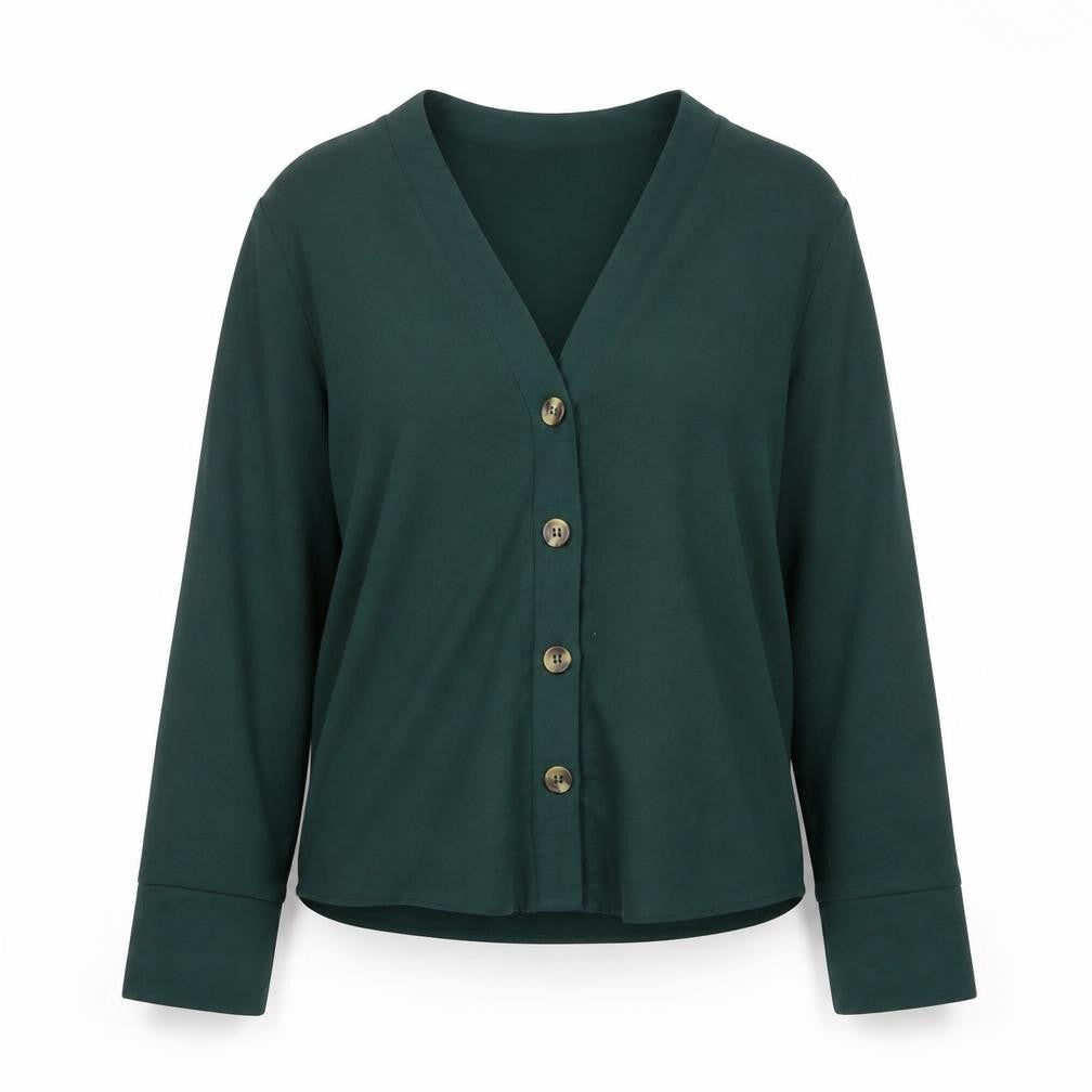 New Look Womens Green Polyester Basic Blouse Size 6 V-Neck