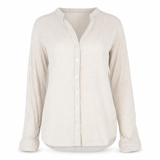 Atmosphere Womens Beige Striped Viscose Basic Blouse Size 6 V-Neck