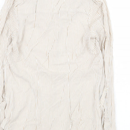Atmosphere Womens Beige Striped Viscose Basic Blouse Size 6 V-Neck