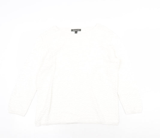 Bonmarché Womens White Round Neck Polyester Pullover Jumper Size 10