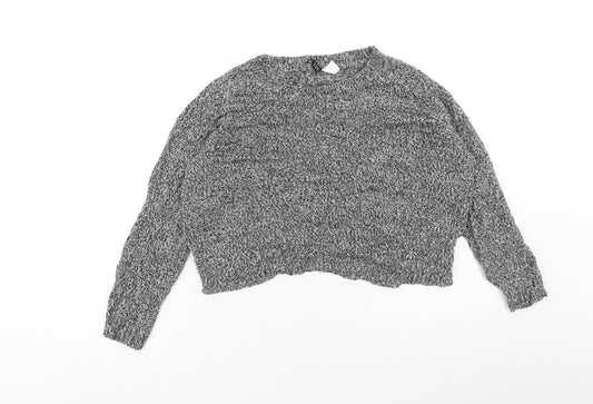 H&M Womens Grey Round Neck Acrylic Pullover Jumper Size M