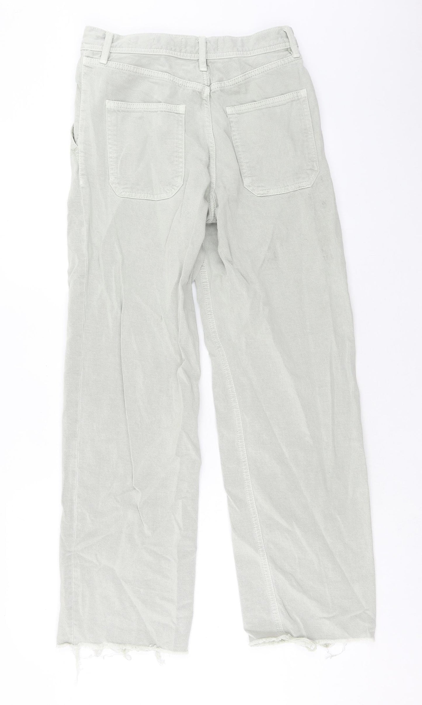 Zara Womens Green Cotton Straight Jeans Size S Regular Zip