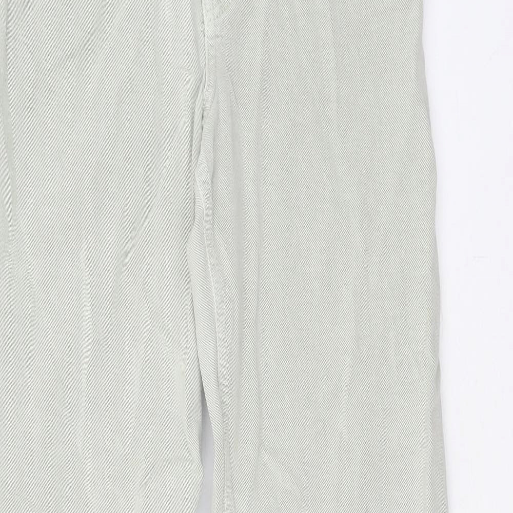 Zara Womens Green Cotton Straight Jeans Size S Regular Zip