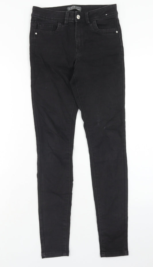 Denim & Co. Womens Black Cotton Skinny Jeans Size 8 Regular Zip