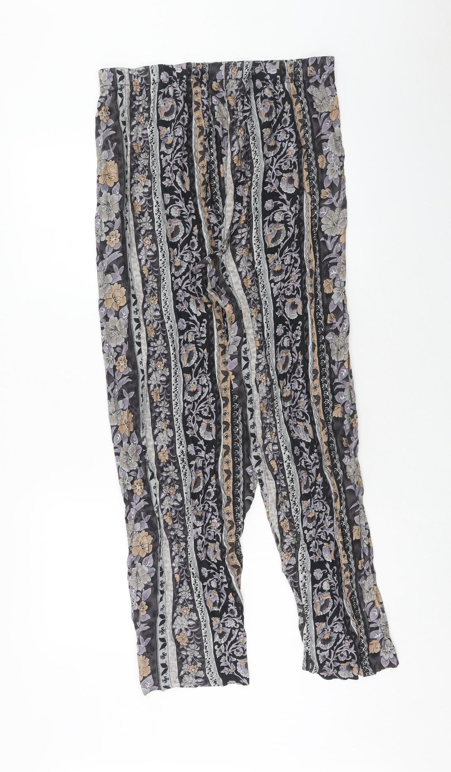 Vintage Studio Womens Multicoloured Geometric Viscose Trousers Size XL Regular Drawstring