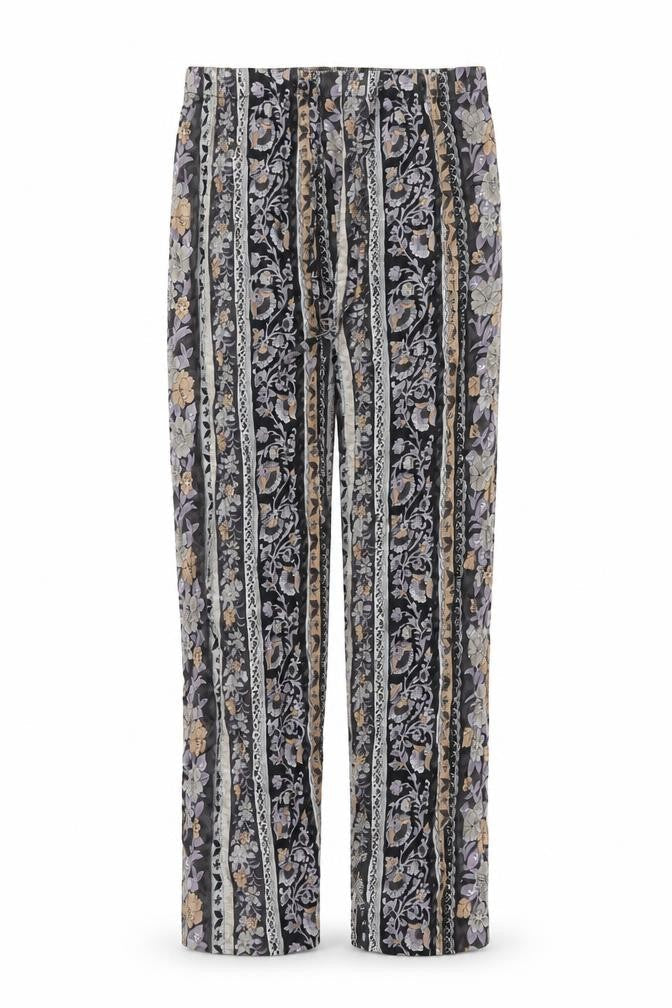 Vintage Studio Womens Multicoloured Geometric Viscose Trousers Size XL Regular Drawstring