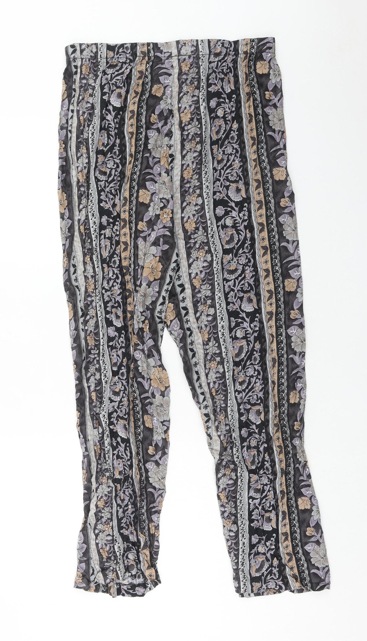 Vintage Studio Womens Multicoloured Geometric Viscose Trousers Size XL Regular Drawstring