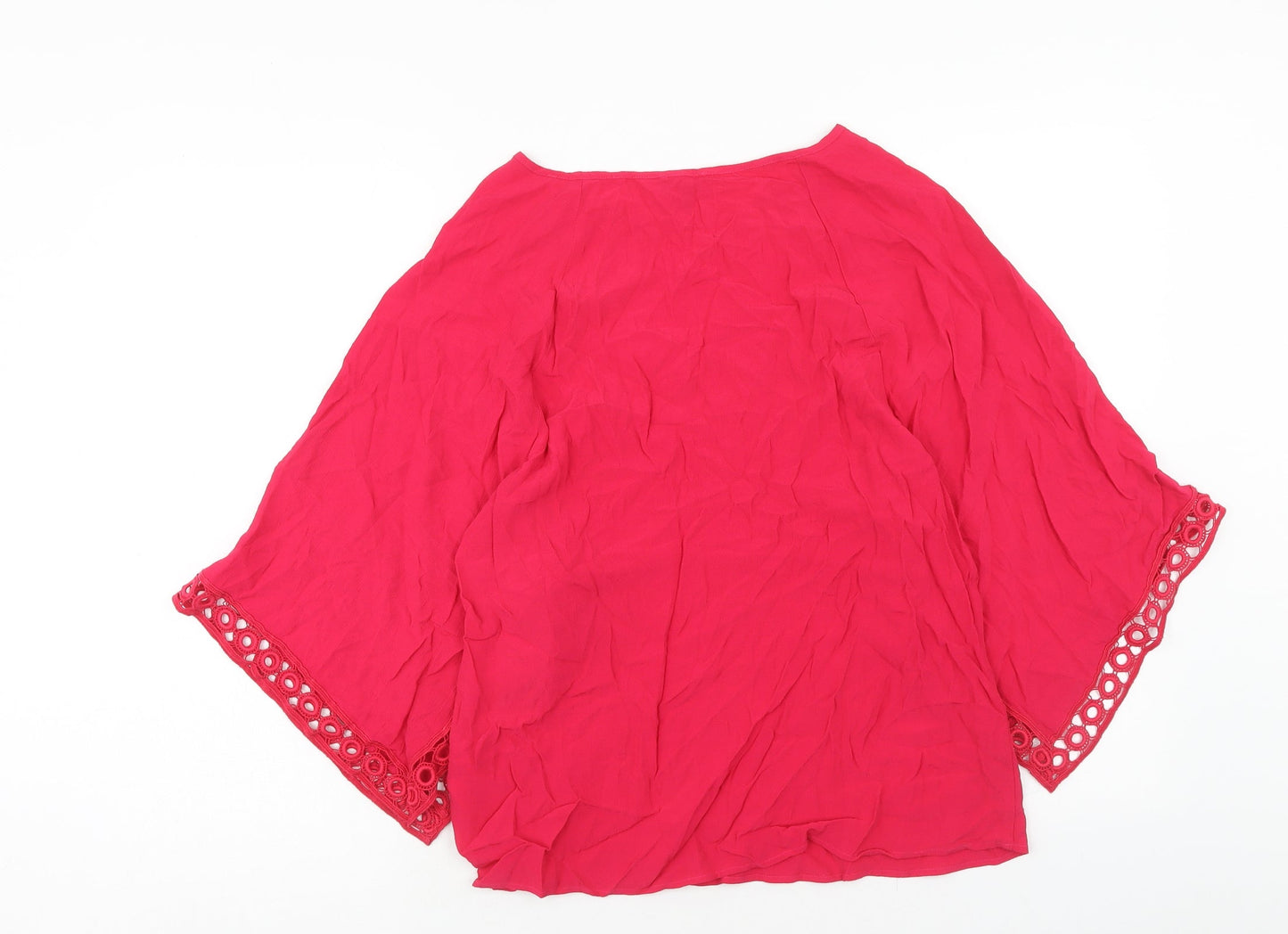 Phase Eight Womens Pink Viscose Basic Blouse Size 10 Boat Neck - Angel Sleeve