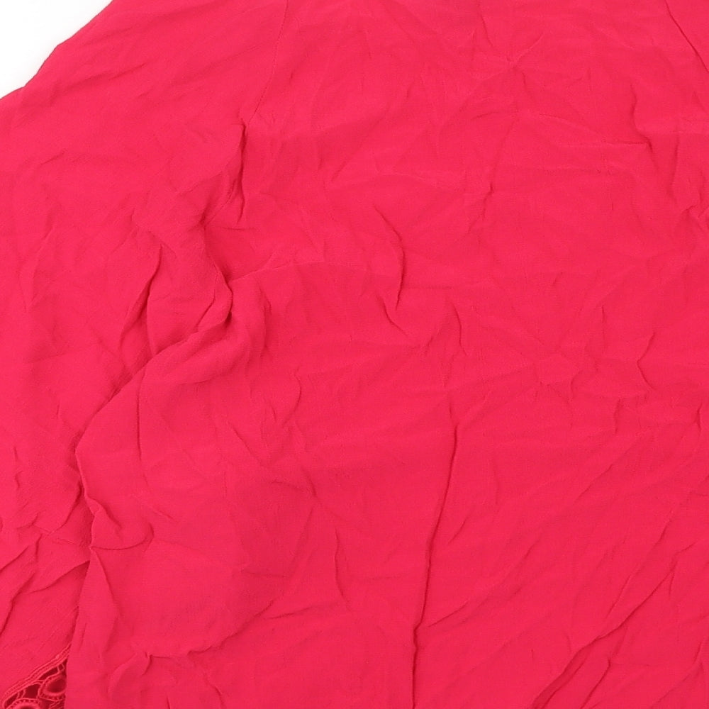 Phase Eight Womens Pink Viscose Basic Blouse Size 10 Boat Neck - Angel Sleeve