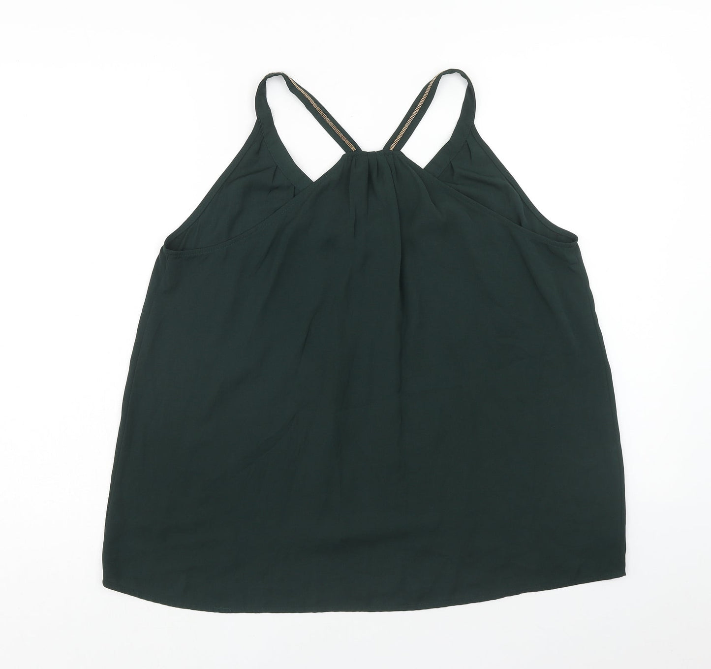 H&M Womens Green Polyester Basic Tank Size 8 V-Neck