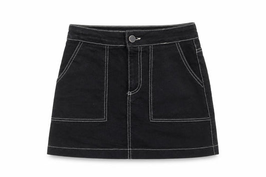 Zara Womens Black Cotton Straight & Pencil Skirt Size S Zip