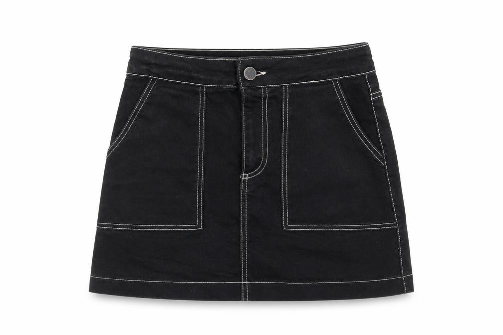Zara Womens Black Cotton Straight & Pencil Skirt Size S Zip