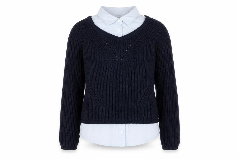 Dorothy Perkins Womens Blue Collared 100% Cotton Pullover Jumper Size 8